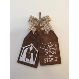 Nativity Religious Wooden Christmas Door Tags Signs
