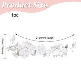 GLOBLELAND Flower Hair Vine Pearl Headband Wedding Hair Accessories for Bride Silver Jewellery Bridal Headbands for Women Girls Bridesmaids