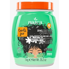 NAZCA More Curls Jar 2-in-1 Hair Cream & Cream To Comb for Curly Hair Types 3A 3B 3C, Deep Moisture, Curl Definition & Anti-Frizz, with Coconut Oil & Argan Oil, Vegan, Hydrating Leave-In 35.2oz
