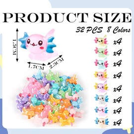 Mini Resin Animals, Axolotl Toy, Tiny Resin Animals Cute Hexagonal Dragon Decoration, Little Resin Axolotl for Diy Craft Garden Landscape Dollhouse (32)