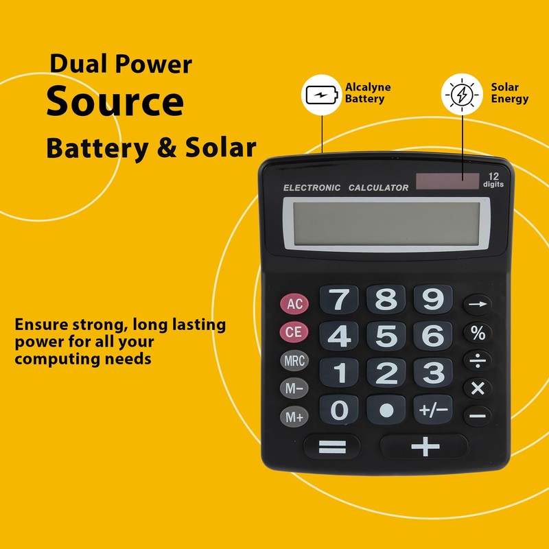 Lily' Home Jumbo 12 Digit with Solar Power, Large LCD