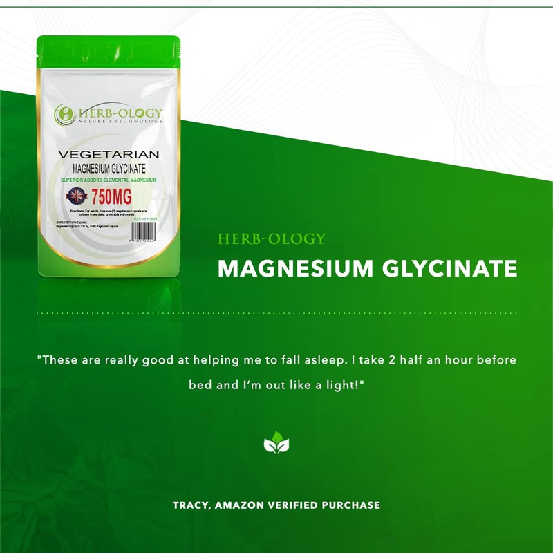 Herb-Ology Magnesium Glycinate Capsules | 120 Vegan Capsules | Magnesium