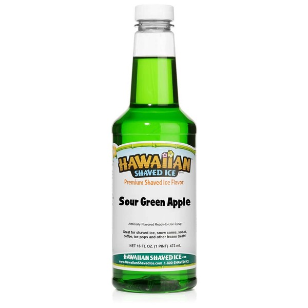 Hawaiian Shaved Ice Syrup, Sour Green Apple, Pint