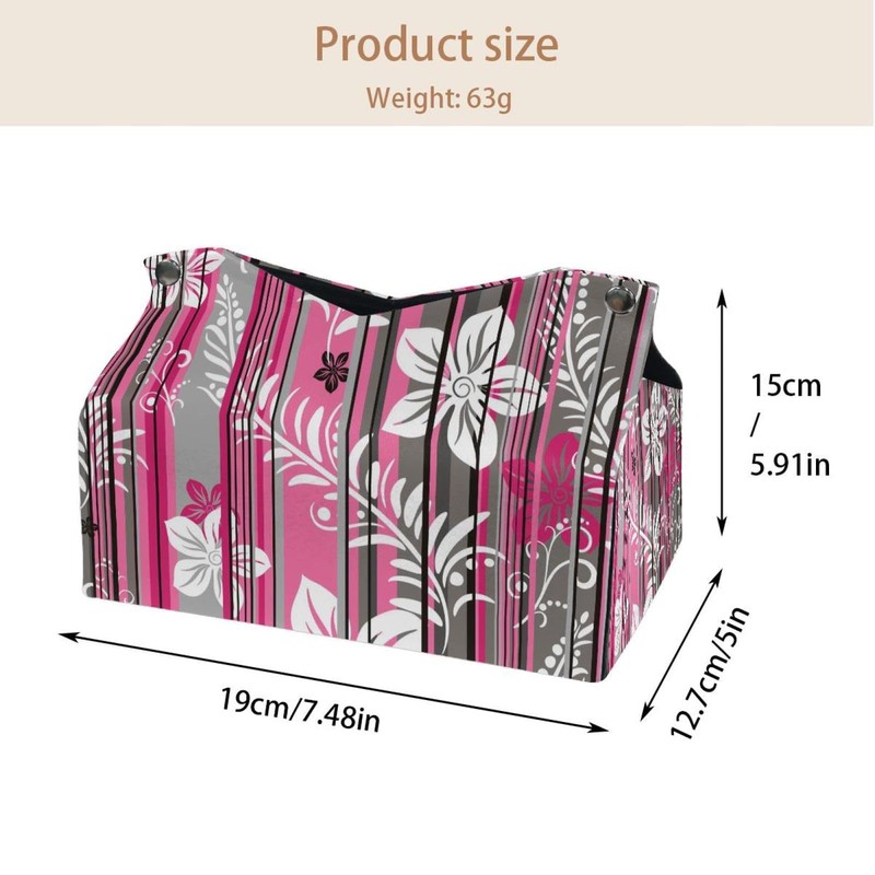 2 Pack Tissue Box Cover Holder, Floral White Flowers Rectangle