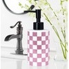 MUNILAIL Checkered Soap Dispenser with Matte Pump Pink and White