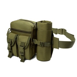 Metal Detecting Dig Pouch, Find Bag, Waist Bag with Water Bottle Pouch, for Outdoor Metal Detector Accessory (Green)