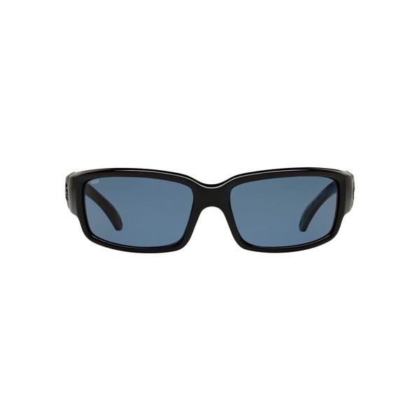 Costa Del Mar Men's Caballito Polarized Rectangular Sunglasses, Shiny Black/Grey Polarized-580P, 59 mm