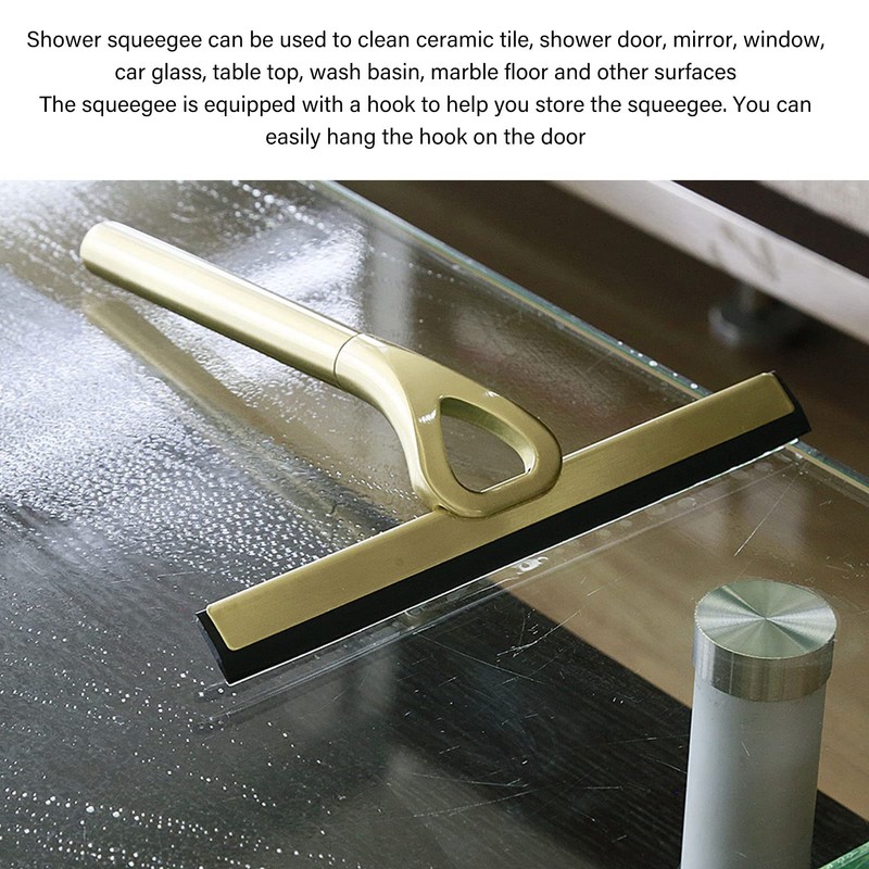 WGFOIP Stainless Steel Gold Shower Squeegee, Brushed Brass Shower Squeegee