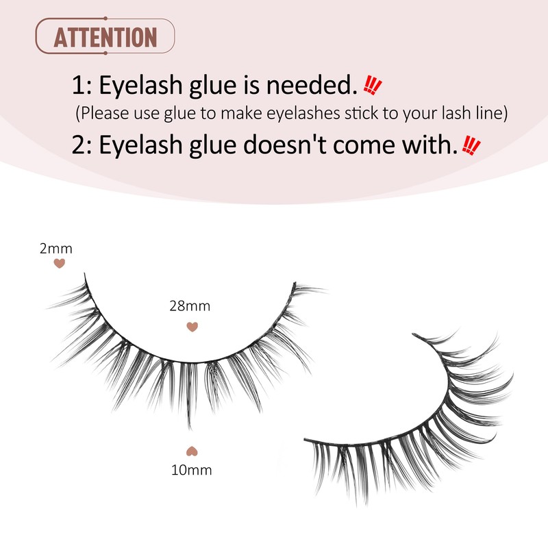 Onlyall Short Natural Lashes Fake Eyelashes Wispy Natural Eyelashes D17