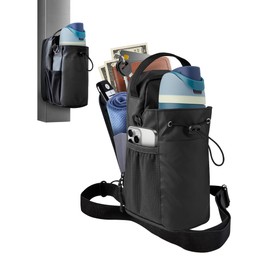 GKONL Magnetic Gym Water Bottle Bag for Fitness and Everyday Use, with Phone Earbuds Pockets, Dirty Floor and Impact Protection, Organized Storage, Easy-Carry Design, Gym Gifts, Gym Accessories, Black