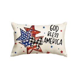 AVOIN colorlife 4th of July God Bless America Throw Pillow Cover, 12 x 20 Inch Independence Day Memorial Day Flag Stars Decor Cushion Case for Sofa Couch