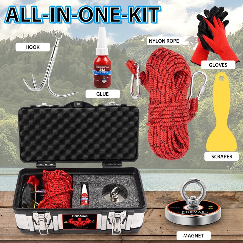 FINDMAG Magnet Fishing Kit, Strong Magnet for Fishing Case, 700