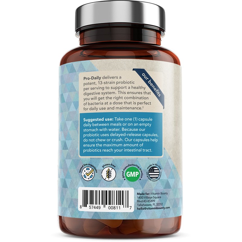 Vitamin Bounty Pro-Daily Probiotic - 13 Probiotic Strains, Gut Health,