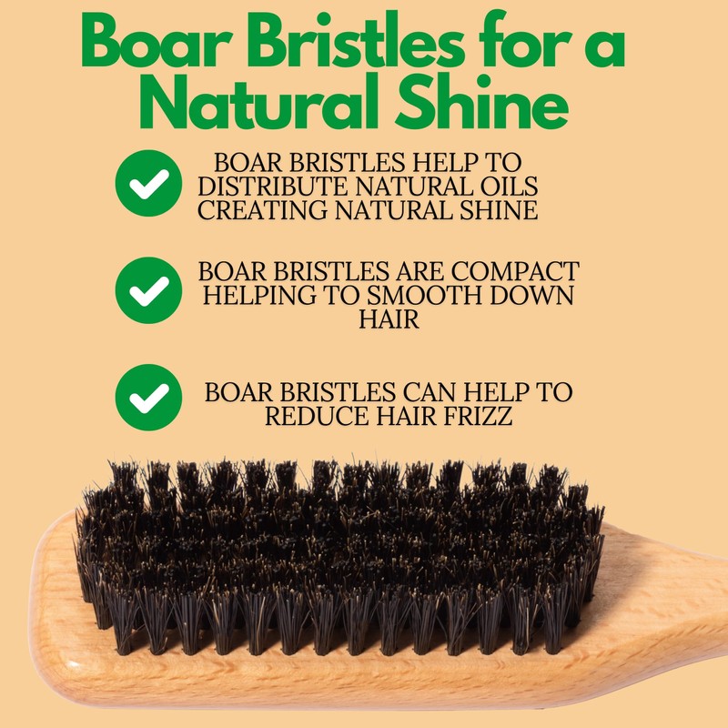 GranNaturals Boar Bristle Slick Back Hair Brush for Sleek Ponytail