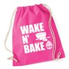 Hippowarehouse Wake N Bake Drawstring Cotton School Gym Bag 37cm