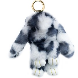 Sqzrpomddy Keychain, Keychain, Cute, Leopard Pattern, Fluffy, Keyring, Hanging Bag, Rabbit Key Holder, Backpacking, gray (light gray)