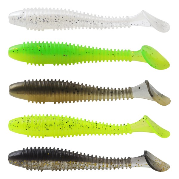 MAFIMOEA50/40/30Pcs Paddle Tail Swim Baits Lures Fishing Soft Plastic Lure