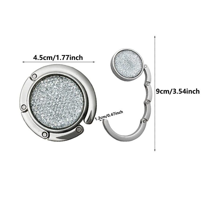 Foldable Purse Hook, 1Pcs Orange Folding Handbag Round Flash Drilling