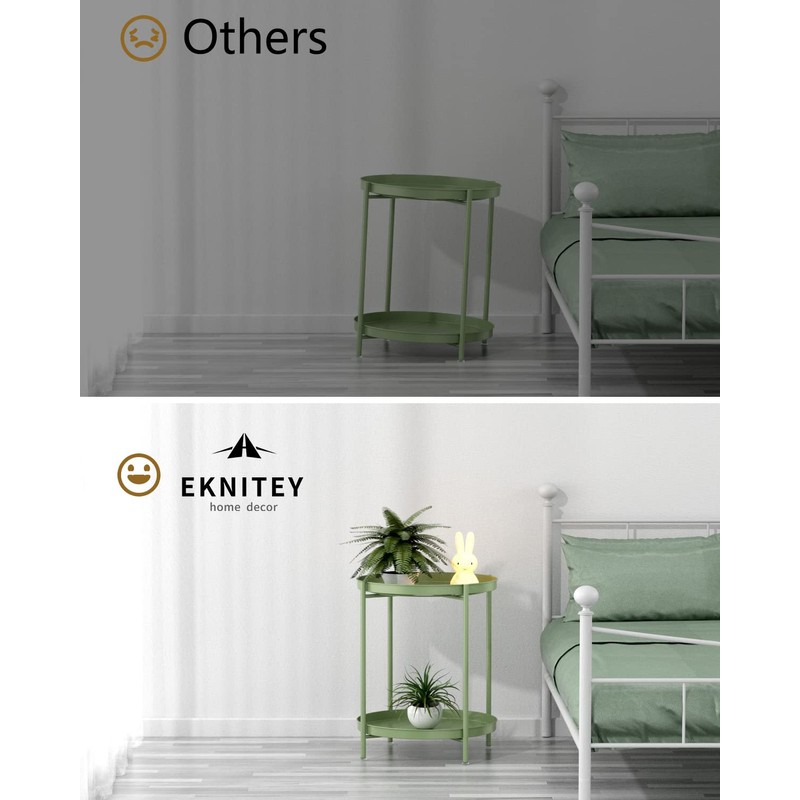 EKNITEY 2 Tier End Table - Metal Side Table Waterproof