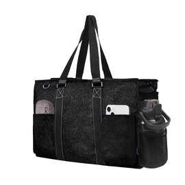 NGIL Utility Water Resistant Tote Bag, Top Zipper Closure, Perfect Gifts for Working Women, Nurses, Gym bag (Glitter-black)