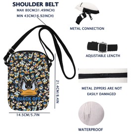 Funny Donald Inspired Gift Duck Crossbody Bag Duck Lover Gift Funny Duck Bag (BLK-Quack Off CB CA)