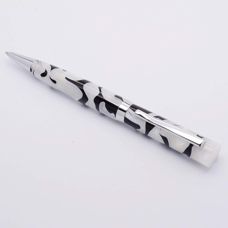 LACHIEVA LUX White Luxury Resin Celluloid Finished Ballpoint Pen for