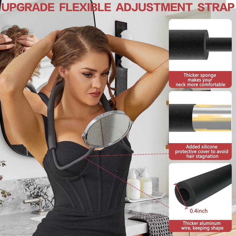XWZMR Double Sided Mirror to See Back of Head,Self Hair