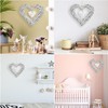 Rattan Hearts Wall Hanging Decoration, Heart Shape Wicker Wreath Ornament