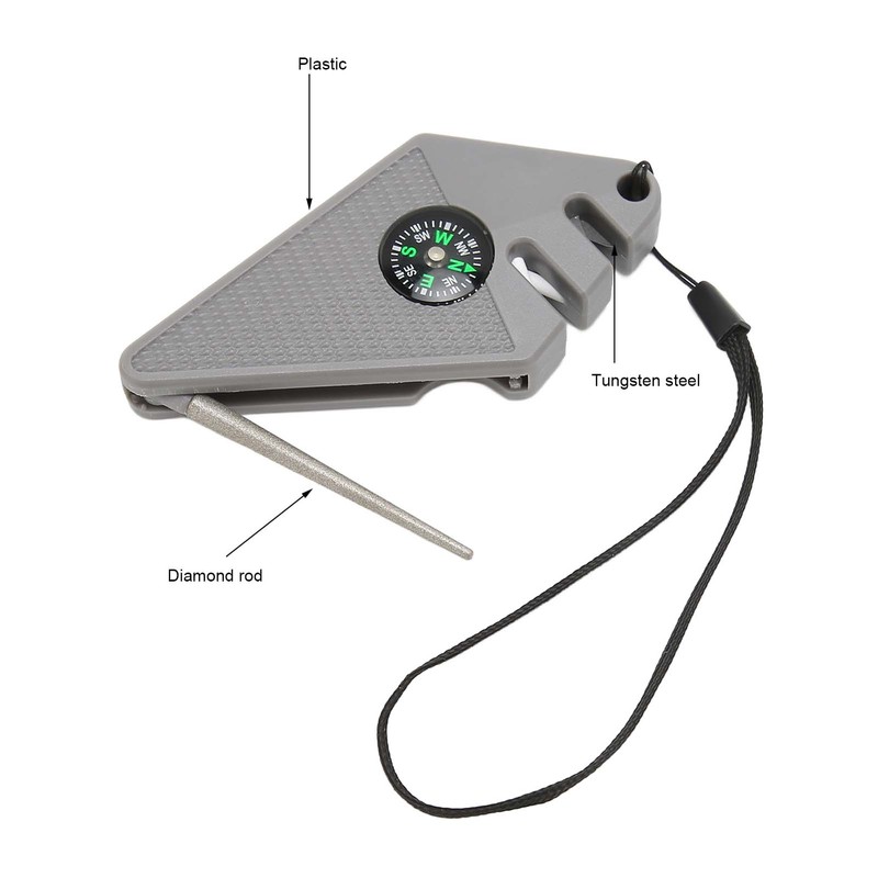 2PCS 6 in 1 Outdoor Knife Sharpener with Compass Survival