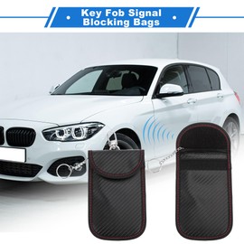 VekAuto 2 Pcs Faraday Pouch, RFID Signal Blocking Bags Universal for Car Key Keyless Car Starter, Key Fob Protector Carbon Fiber Black with Hook