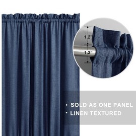 Sidelight Door Curtains 72 Inches Long for Side Windows Linen Blend Privacy Protect Light Filtering French Door Side Curtain Panels Bonus Adjustable Tie Back 25x72 Inch Length 1 Panel Navy Blue
