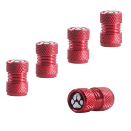 Car Tire Valve Stem Caps, 5 Pack Dog Paw Design, Car Tire Valve Caps with Rubber Ring Tire Wheel Rim Dust Cover fits Cars, Trucks, Bikes, Motorcycles, Bicycles