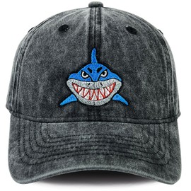 Shark Baseball Cap for Men Women 3D Embroidered Dad Summer Hats Adjustable Black
