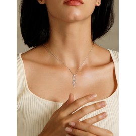 S.Leaf Cat Necklaces Cat Jewelry for Women Cat Necklace for Women Cat Gifts for Cat Lovers Cat Lover Gifts for Women Cat Lady Gifts Silver Cat Pendant Necklace White Gold Necklace