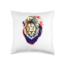 Lion Head-King of Animals-Alpha Hunter Throw Pillow, 16x16, Multicolor