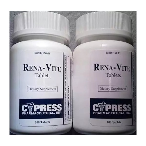 Renavite Dietary Supplement 100ct -2 Pack (Compare to Nephrovite) -Exp
