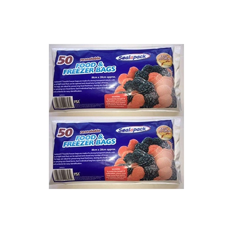 4 x 50 Resealable Food & Freezer Bags 18cm x