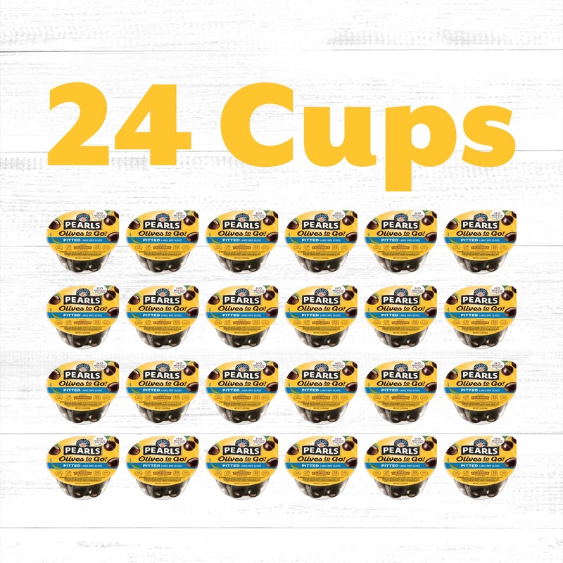 Pearls Olives To Go! Large Ripe Pitted Olives, Pack of