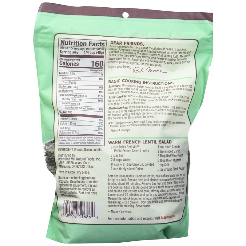 Bob's Red Mill Green Lentils, 24oz (Pack of 4) -