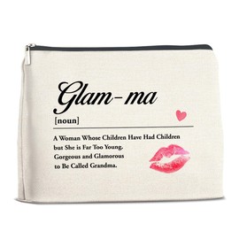 YeleY Funny Glamma - Gift for Grandmother Grandma Nana Mimi Gigi New Glamma - Glamma Makeup Bag - Grandma Cosmetic Bag Makeup Zipper Pouch