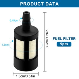 VooGenzek 9 PCS Chainsaw Fuel Filter, Fuel Tank Petrol Filter Fits, Fuel Filter for Petrol Chainsaw