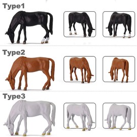 Evemodel 15pcs Model Trains O Scale Painted Horses Cows 1:43 PVC Animals Desktop Decor AN4303