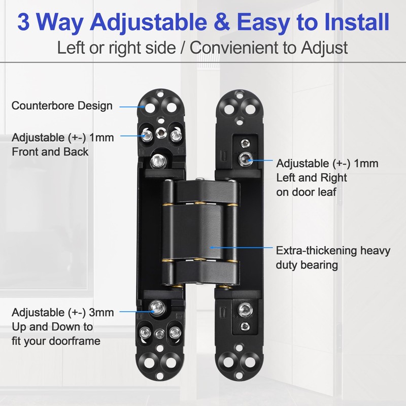 2pcs 6 inch Stainless Steel Hidden Door Hinges - Invisible