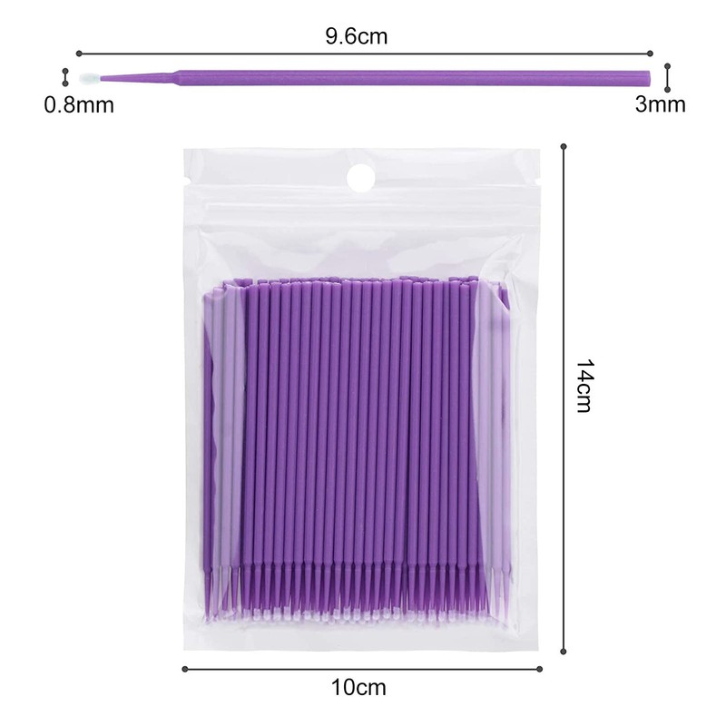 TAKUZA Pack of 200 Disposable Micro Brushes Eyelash Brushes for