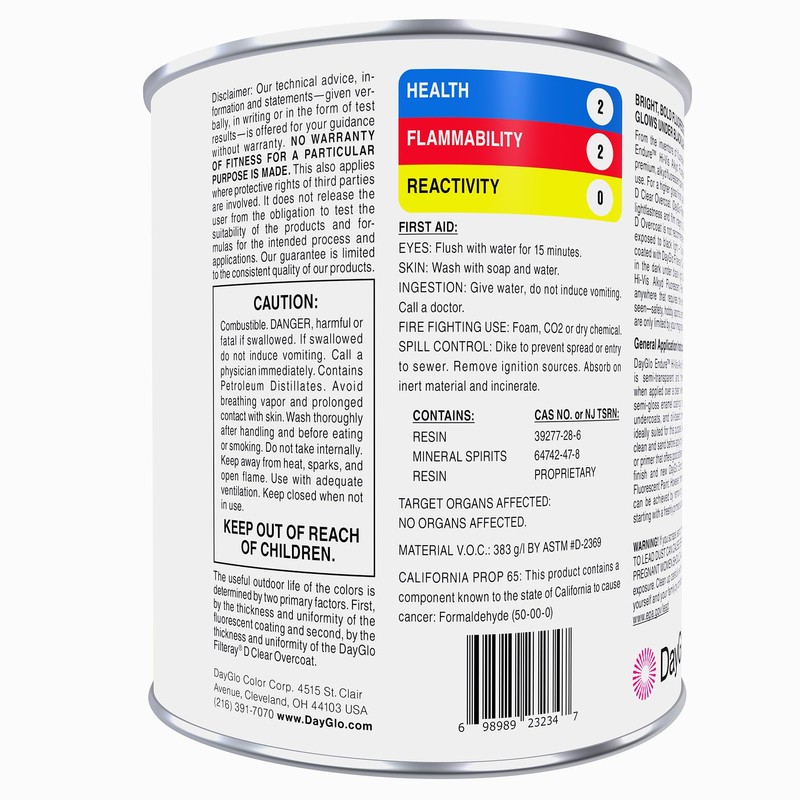 DayGlo Endure EFL Hi-Vis Series Fluorescent Alkyd Brushing Paint -