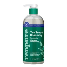 Renpure Plant Based Tea Tree and Rosemary Refresh and Rebalance Shampoo - Soothes Dry Scalp - Delivers Moisture and Shine - Rids Hair of Grime - Dye Free - Recyclable, Pump Bottle Design - 24 fl oz