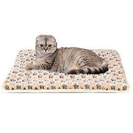 Ultra Soft Pet (Dog/Cat) Bed Mat with Cute Prints | Reversible Fleece Dog Crate Kennel Pad | Machine Washable Pet Bed Liner (X-Small, Brown)