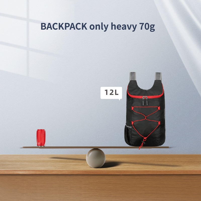 Feibmir 2 Pack Black Dark Blue 12L Lightweight Foldable Backpack,
