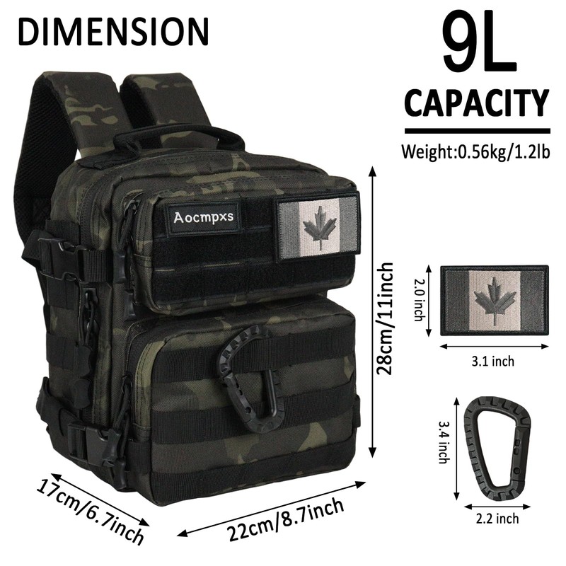 9L Mini Tactical Backpack, Small Gym Backpacks Sport Bag for