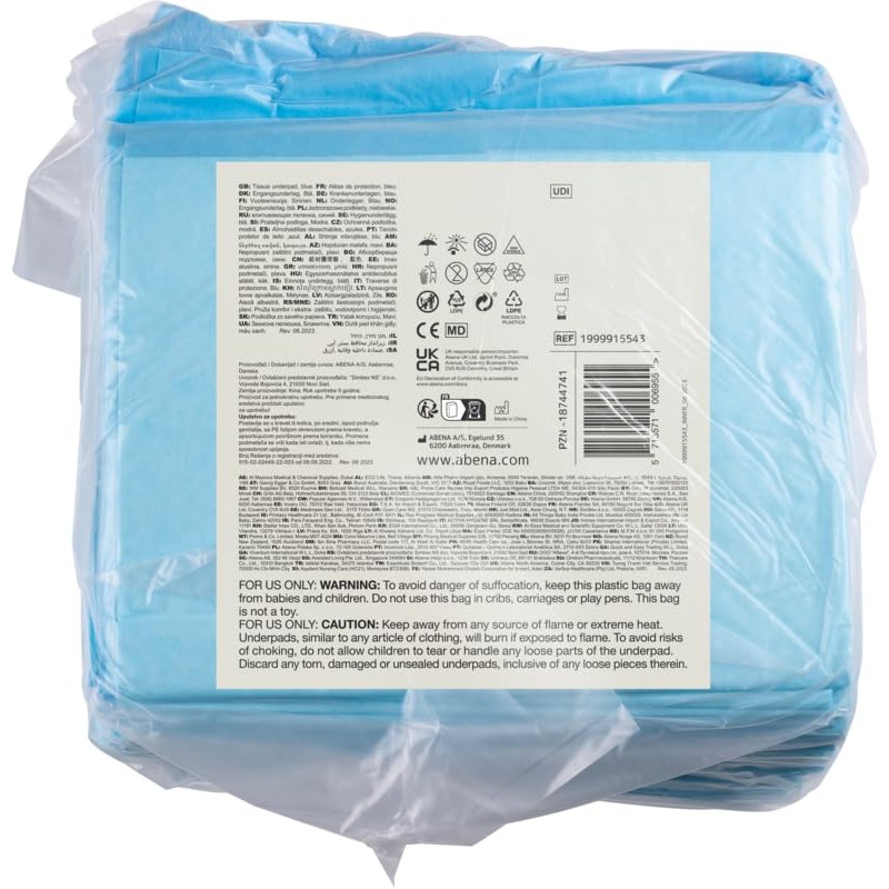 ABENA Tissue Underpads, 60 x 90cm, 650ml, Pack of 25,